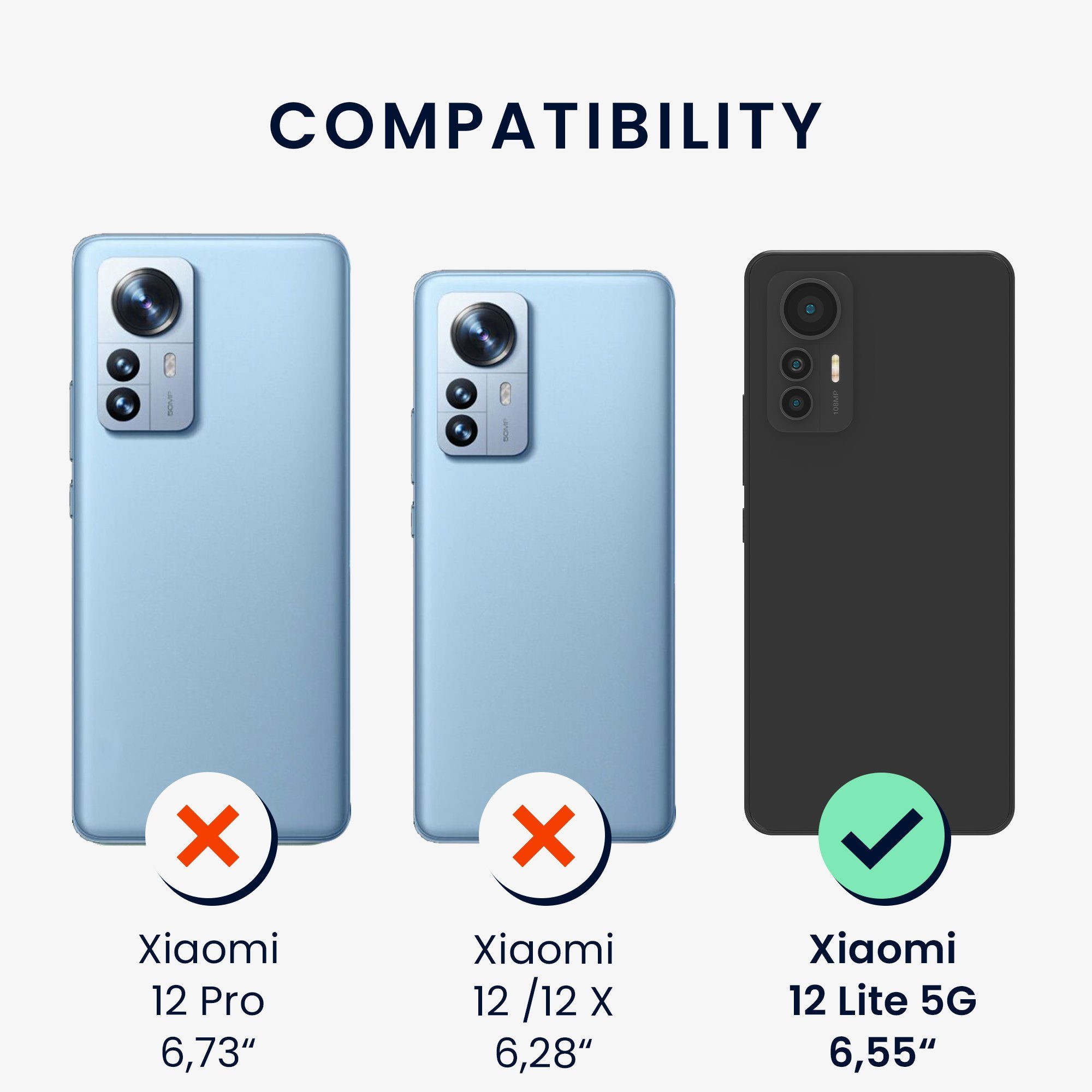kwmobile Smartphone-Hülle Handyhülle für Xiaomi 12 Lite 5G Hülle, Weiches Handy Silikon Case - Schutzhülle Cover