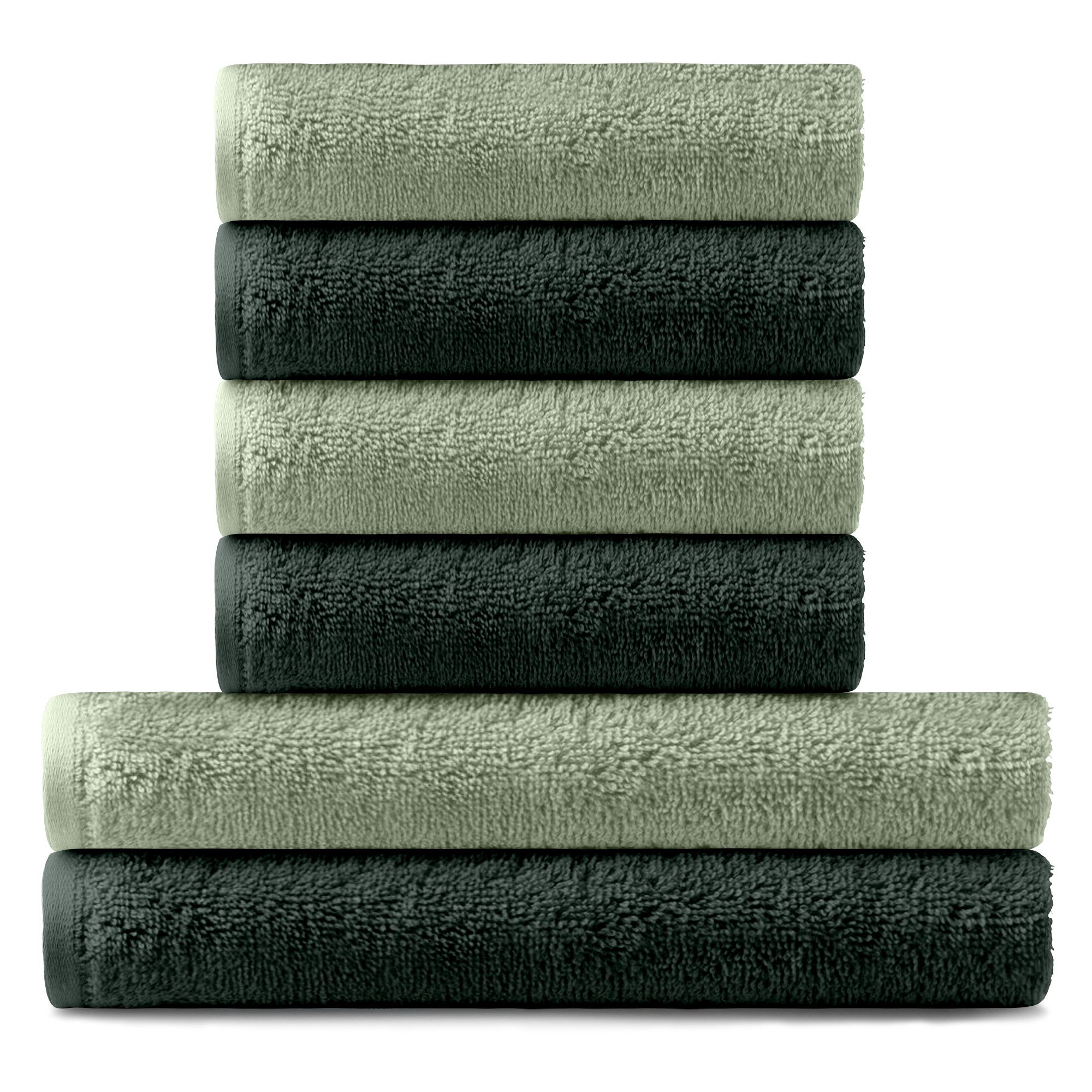 BARBONS Handtuch Set Handtücher 6-tlg, 2x Badetuch & 4x Badehandtuch Duschtücher, (6-St), Walkfrottee, 100% Baumwolle, saugstark, weich