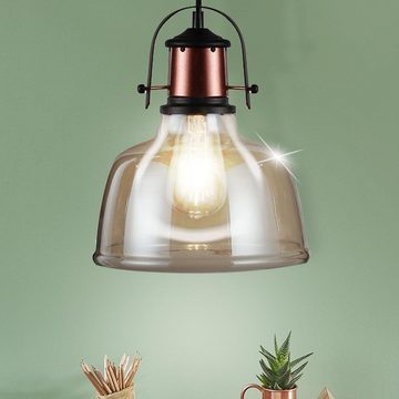 etc-shop LED Pendelleuchte, Leuchtmittel inklusive, Warmweiß, Farbwechsel, Vintage Pendel Lampe Hänge Fernbedienung Decken Leuchte Glas im Set