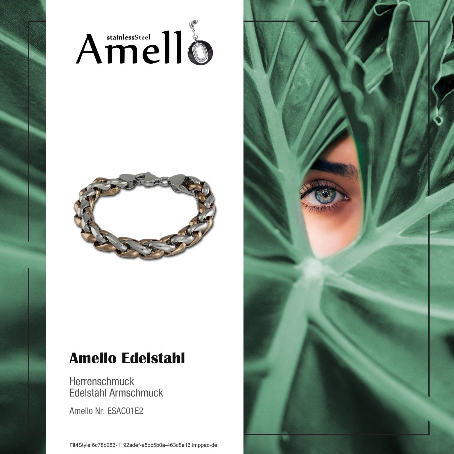 Edelstahlarmband roségold geflochten Herren Amello (Rosegold Armband Amello 333) Edelstahl Herren roségold Armband, vergoldet (Armband),