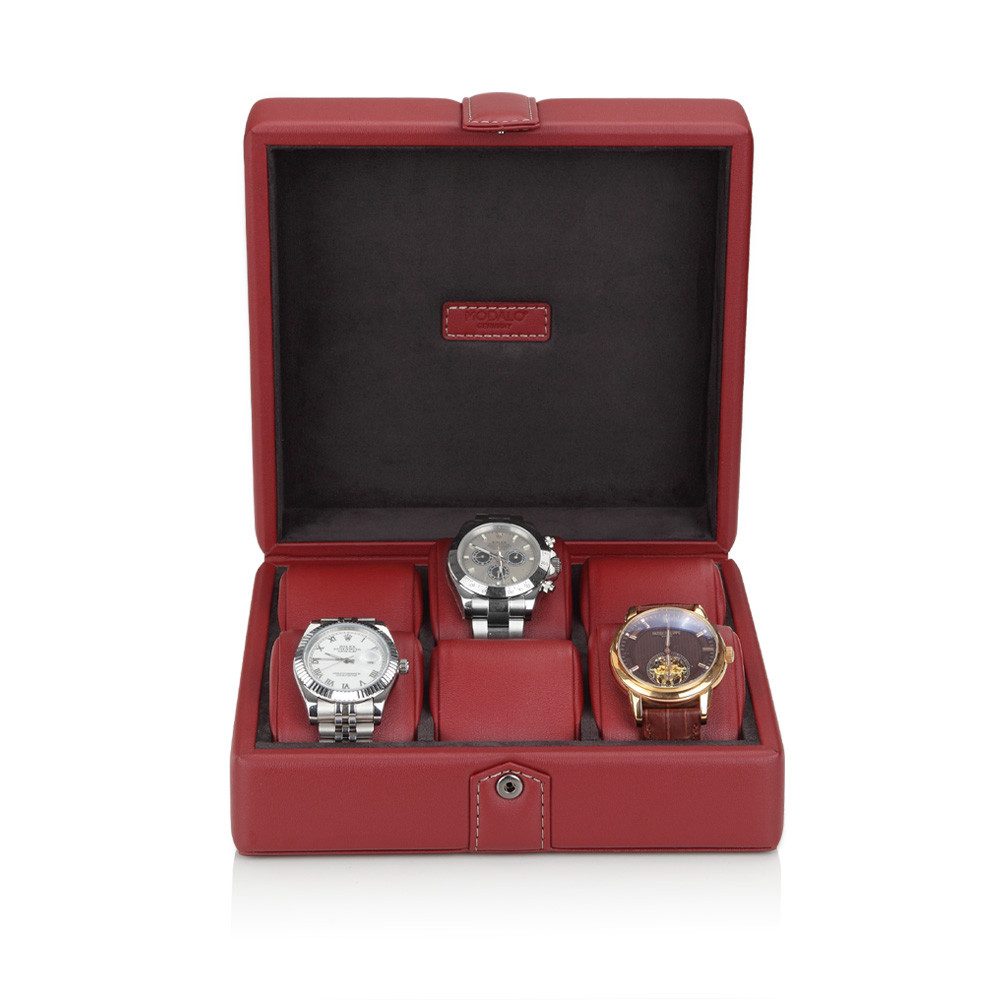 MODALO Uhrenbox GALLANTE 6 Uhren (Uhrenbox Uhrenkasten Uhren Aufbewahrung, Uhrenboxen 6 Uhren)