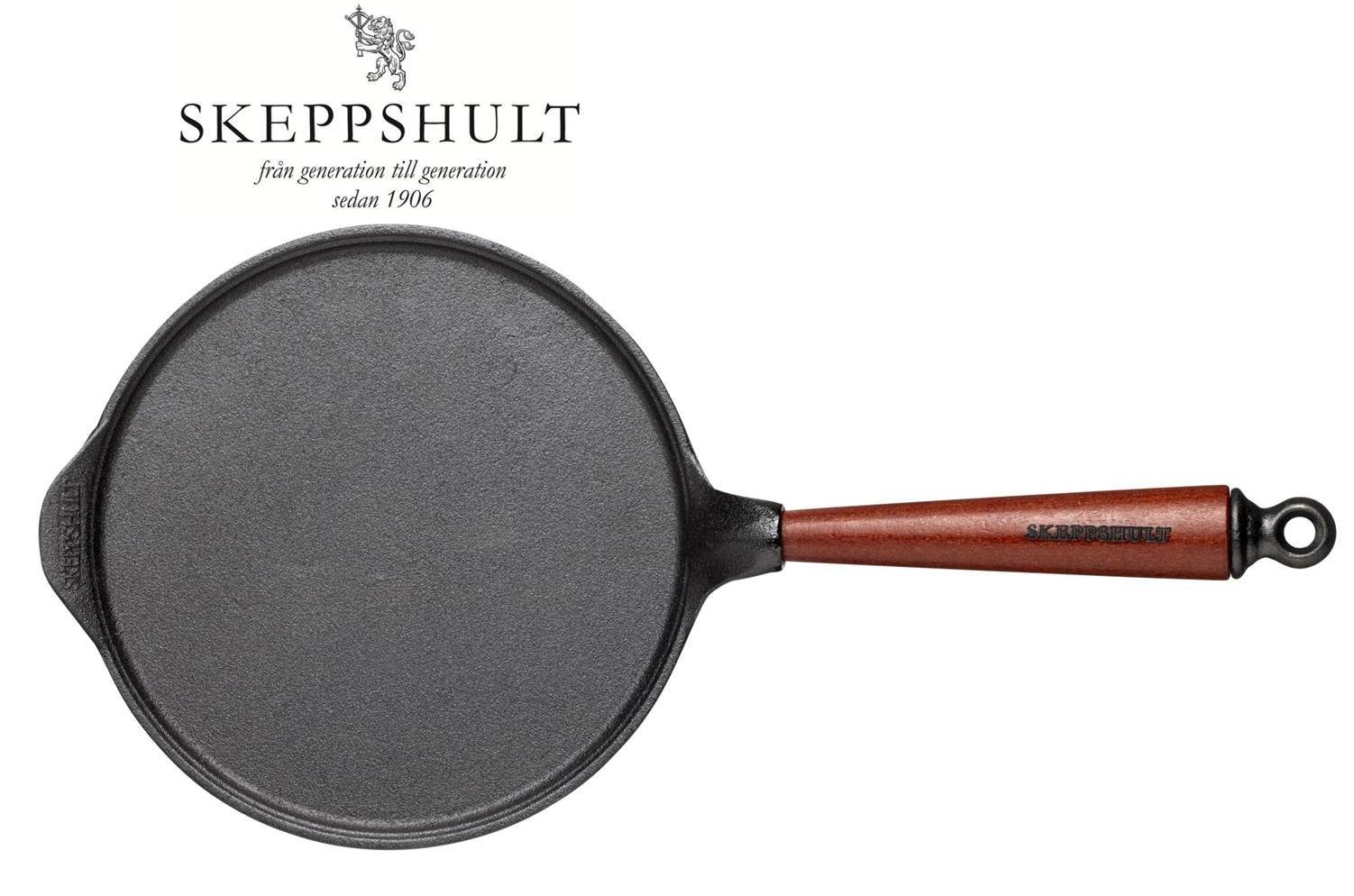 Skeppshult Bratpfanne Skeppshult Gusseisen Crepe Pfanne Ø 23 cm mit Walnussholzgriff