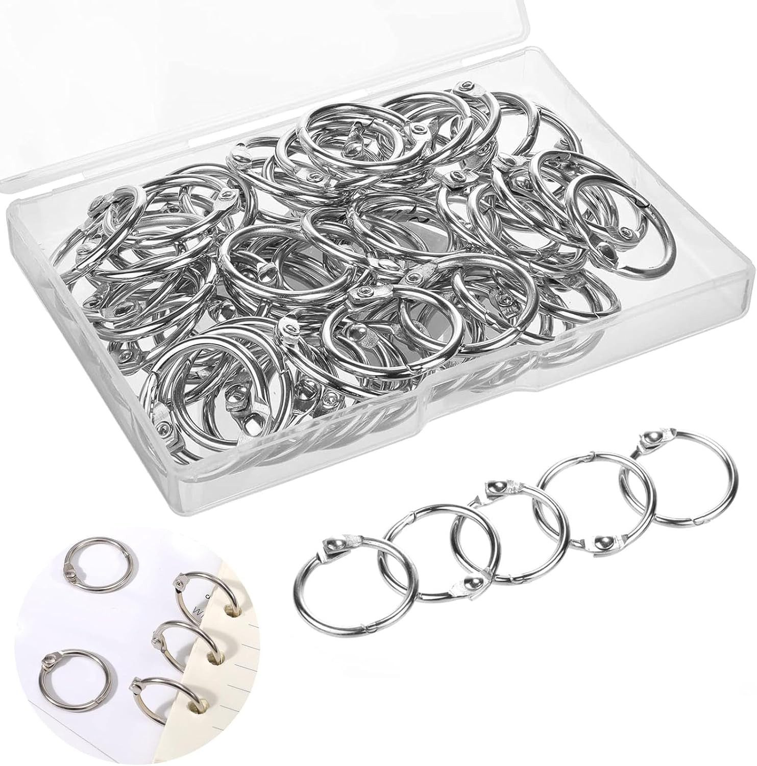 Klammerrolle Buchringe, 120 Stück Ringbinder, 20mm Binder Ringe