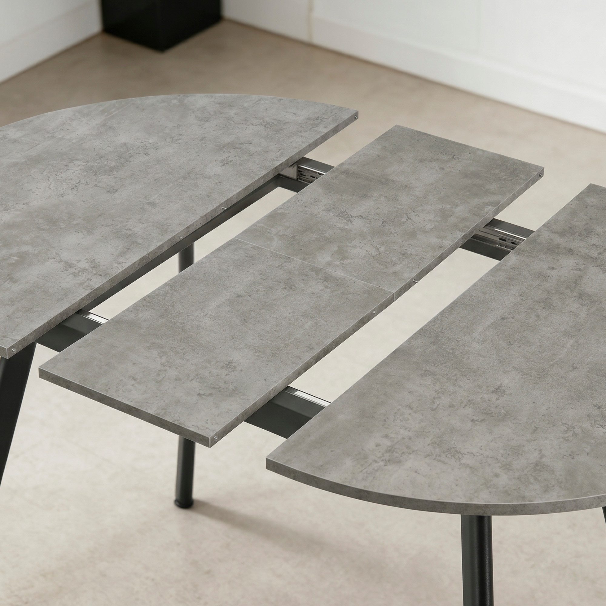 B&D home Essgruppe Essgruppe Till & Theo, (Set, 5-tlg., 1 Tisch / 4 Stühle), Runder Esstisch ausziehbar bis 145cm, Stühle in Microfaser