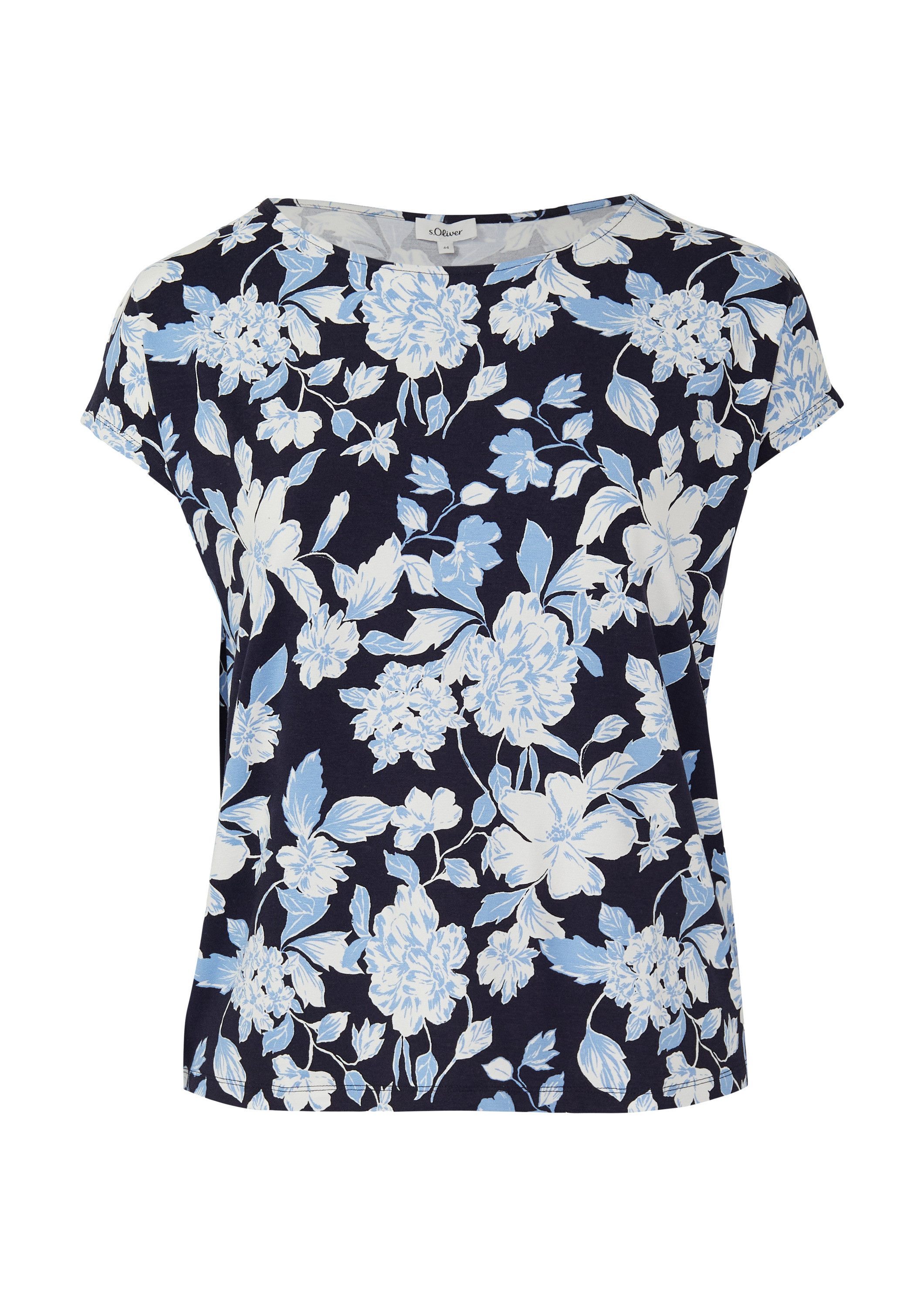 s.Oliver Kurzarmshirt T-Shirt Fließendes Jersey-Shirt mit überschnittenen S günstig online kaufen