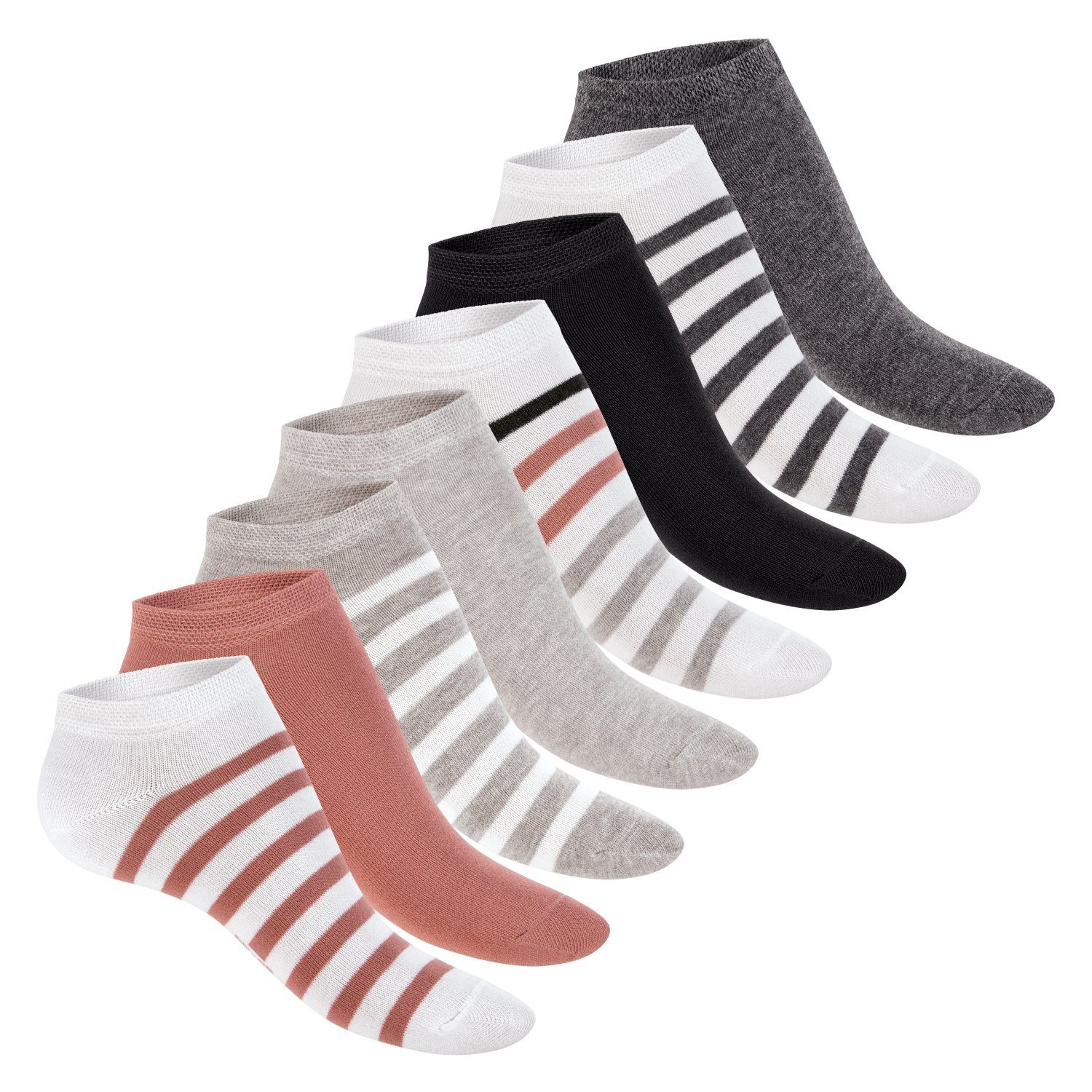 Weiss-Bunt mit Sneaker Paar Paar) (8 Söckchen Kurze süße Damen 8 Socken Footstar Muster Sneakersocken /