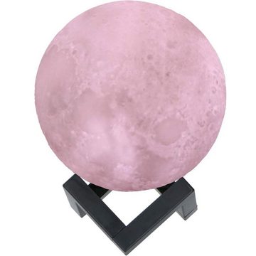 Grundig LED Nachtlicht Mond Lampe 3D Nachtlampe Mondkugel Tischlampe Mondlicht Tischleuchte, LED fest integriert, Natürliches Weiß, Stimmungsvolles Orange, Mystisches Rosa, leuchtet in 3 Farben, Ø 15 cm