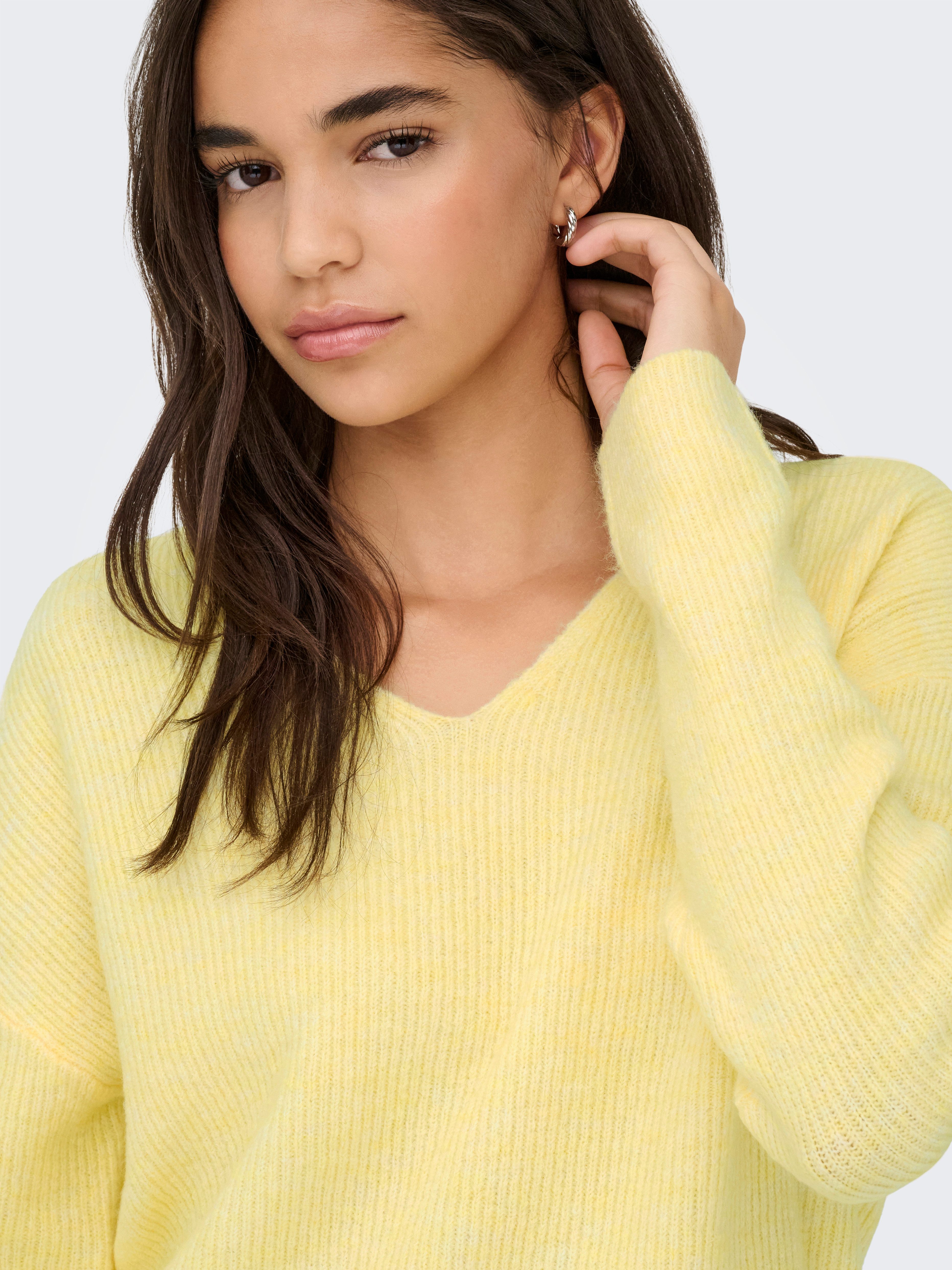 ONLY V-Ausschnitt-Pullover ONLCAMILLA V-NECK L/S PULLOVER KNT NOOS Materialmix, regular fit
