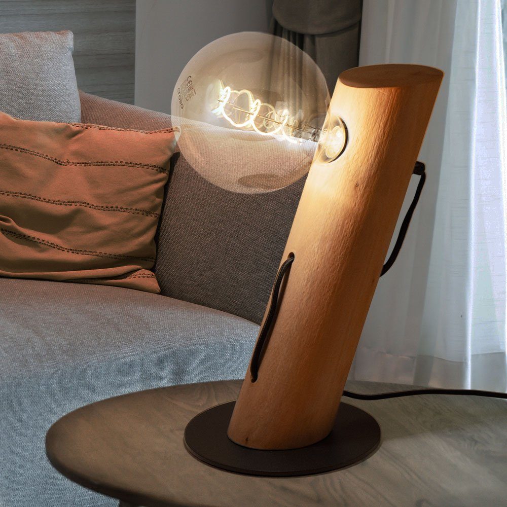 etc-shop Wohnzimmer Schreibtischlampe, Leuchtmittel nicht Tischlampe Holzleuchte Nachttischleuchten inklusive,