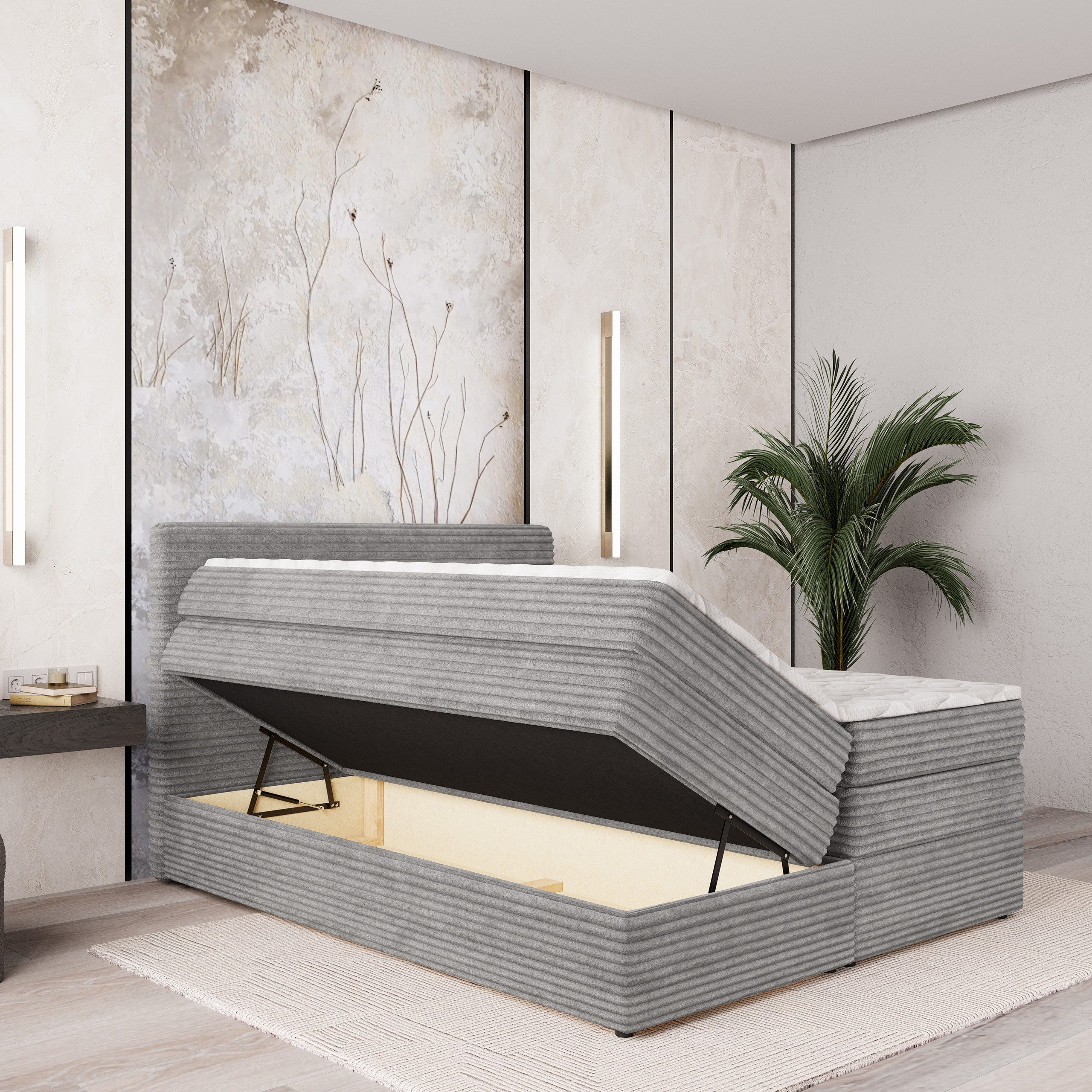 Masseno Boxbett LUNERA 140x200 cm mit Bonell Matratze und Topper