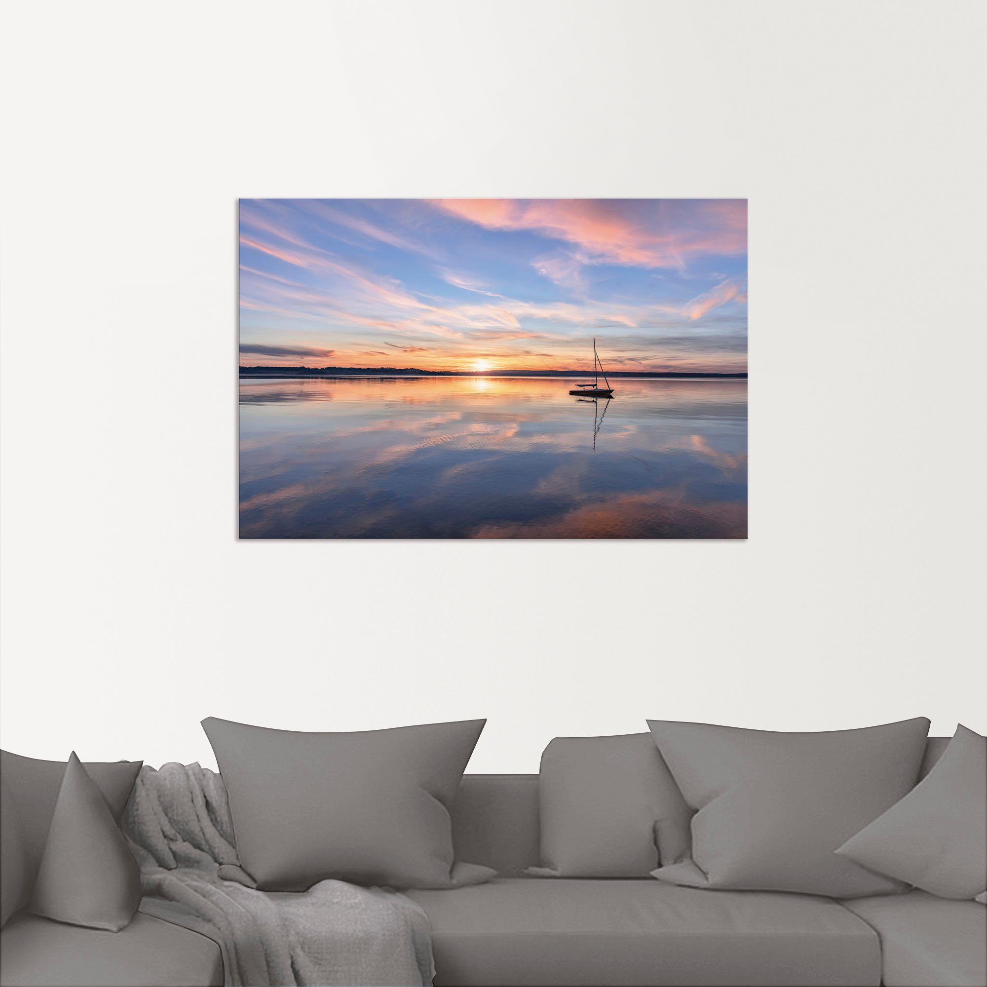 Sonnenuntergang vom als Alubild, versch. Artland Poster am See Größen in Starnberger Wandbild (1 II, oder Bilder Sonnenuntergang -aufgang & St), Wandaufkleber Leinwandbild,