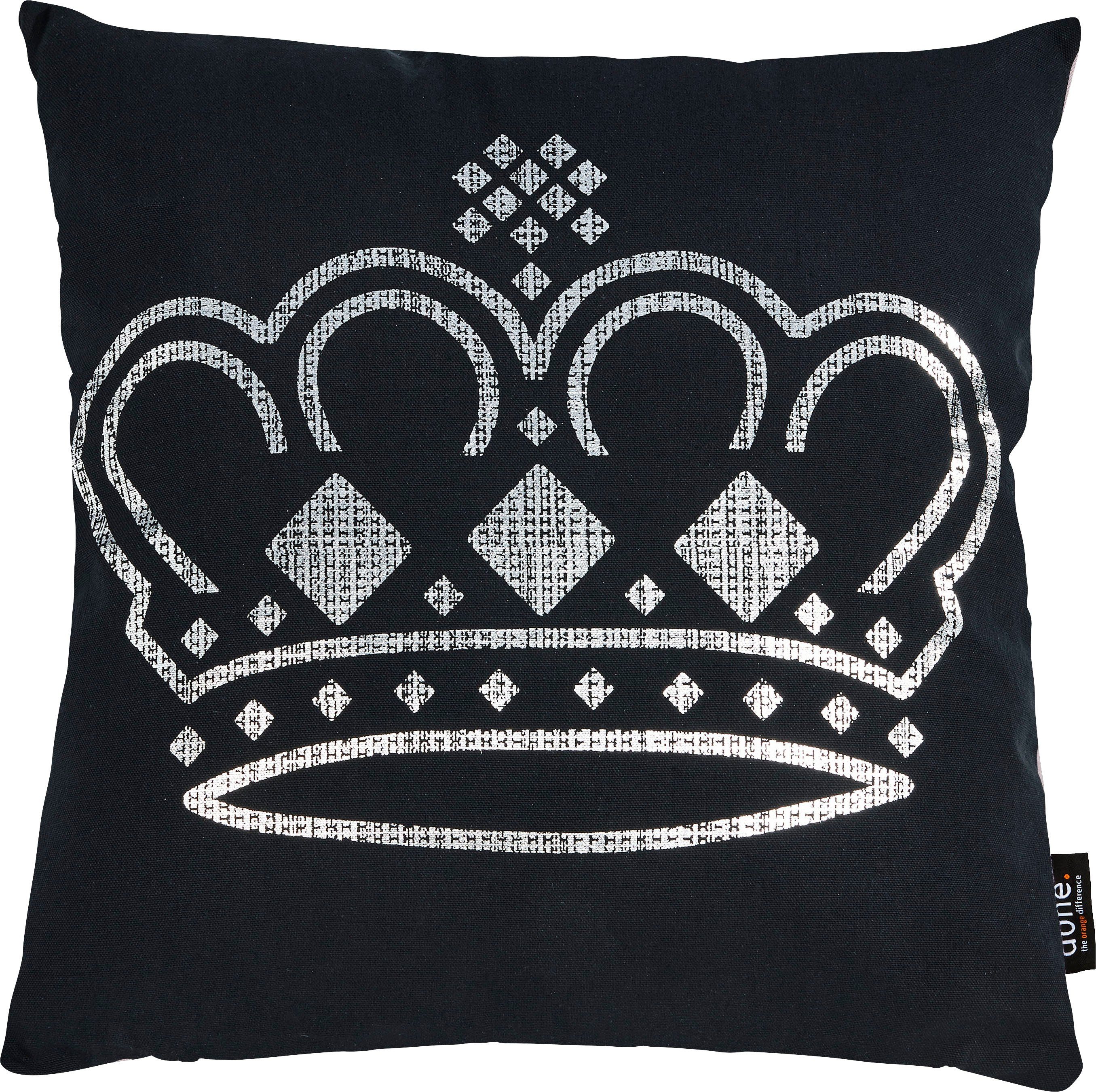done.® Dekokissen Stone Crown, mit Kronen-Applikation, Kissenhüle ohne Füllung, 1 Stück