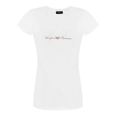 Emporio Armani T-Shirt V-Neck T-Shirt mit funkelnden Markenschriftzug