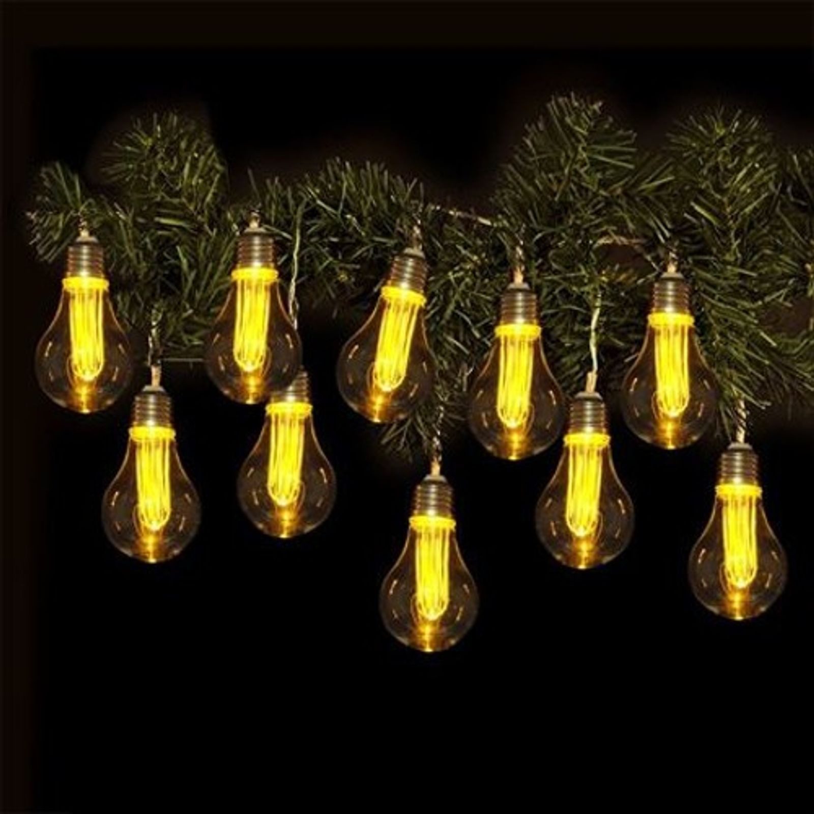 BURI Lichterkette Lichterkette mit 10 LED-Glühbirnen und Timer Leuchtdeko Girlande orang