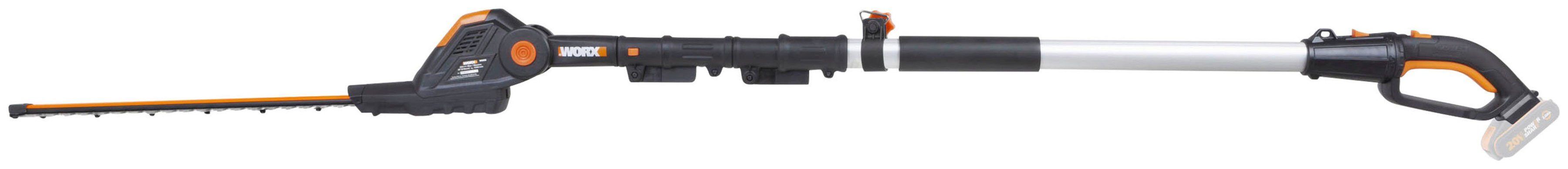 Worx Akku-Heckenschere 20V WG252E.9, Teleskopstiel 3,6m, 45cm, bis 3,6 m Arbeitshöhe, Mit längenverstellbaren Teleskopstiel für hohe Reichweite bis 3.6m – Bild 4 von 5
