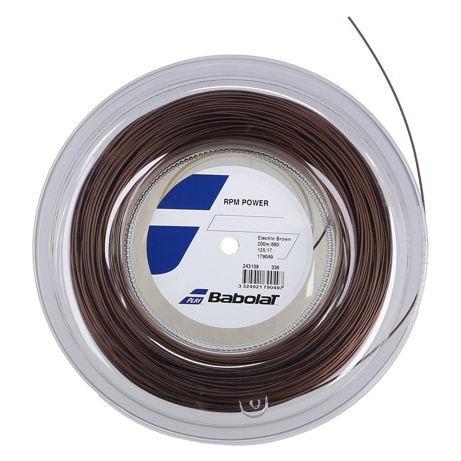 Babolat Tennissaite RPM Power (Haltbarkeit+Power) braun 200m Rolle, Saitendicke: 1.25