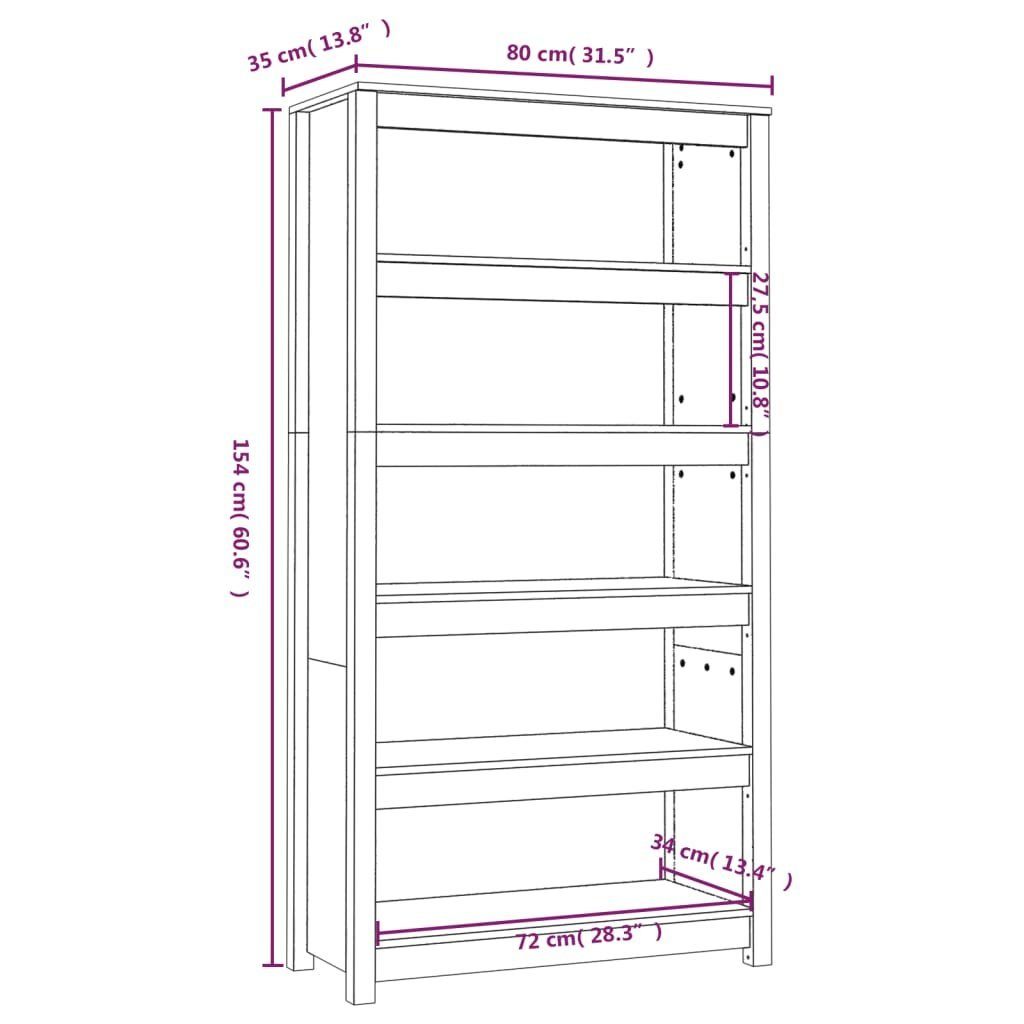 80x35x154 Honigbraun Kiefer Massivholz furnicato cm Bücherregal