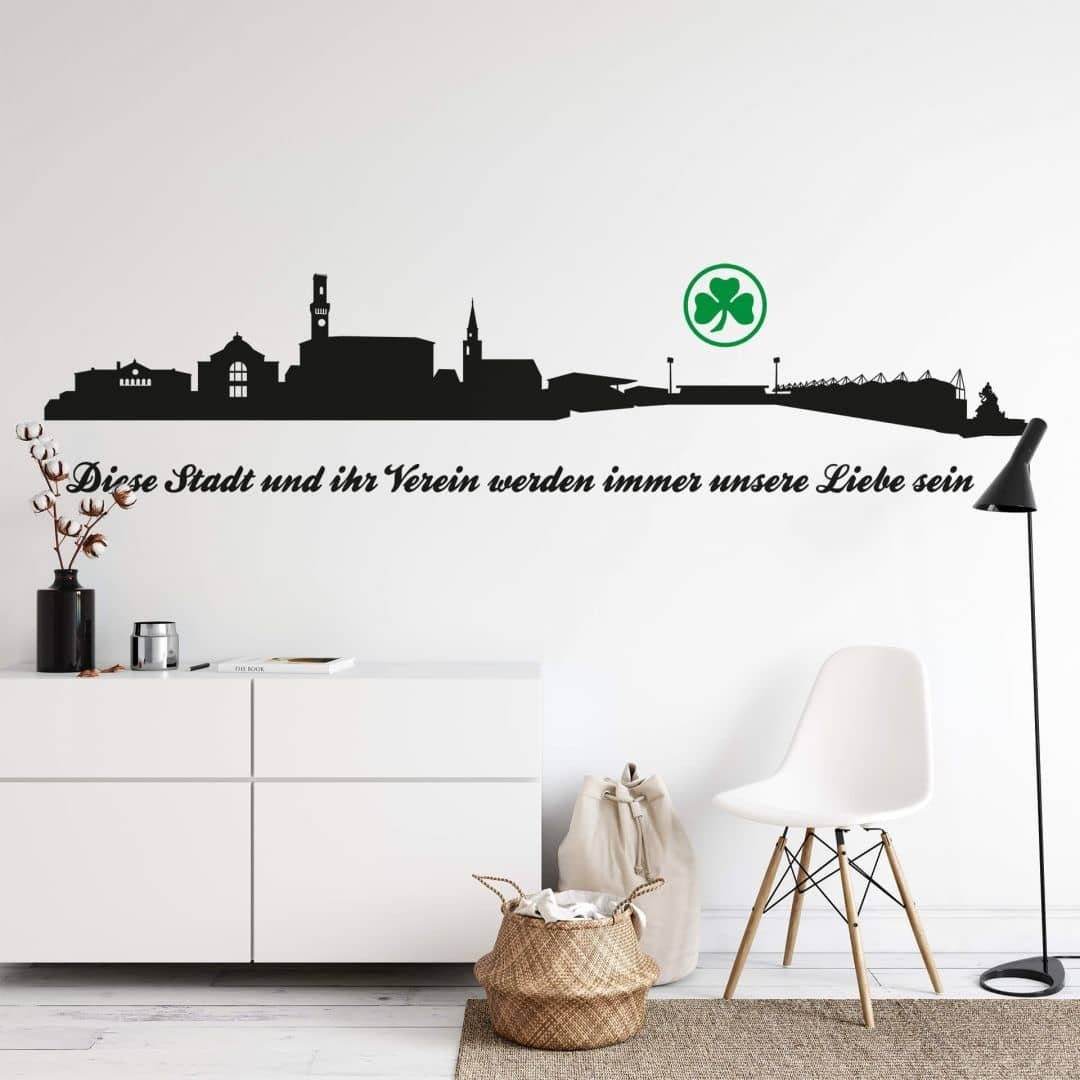 Greuther Fürth Wandtattoo Fußball Wandtattoo SpVgg Greuther Fürth Skyline Stadt Verein unsere Liebe, Wandbild selbstklebend, entfernbar