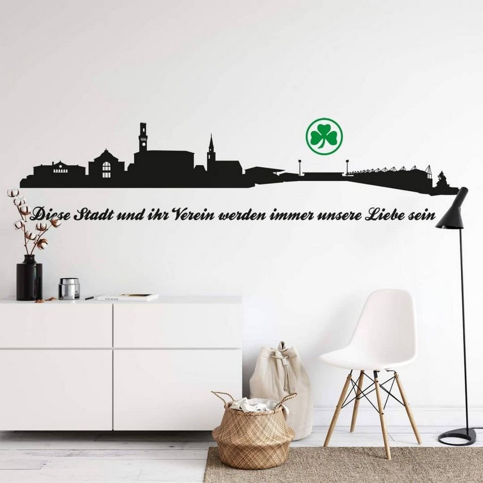 Greuther Fürth Wandtattoo Fußball Wandtattoo SpVgg Greuther Fürth Skyline  Stadt Verein unsere Liebe, Wandbild selbstklebend, entfernbar