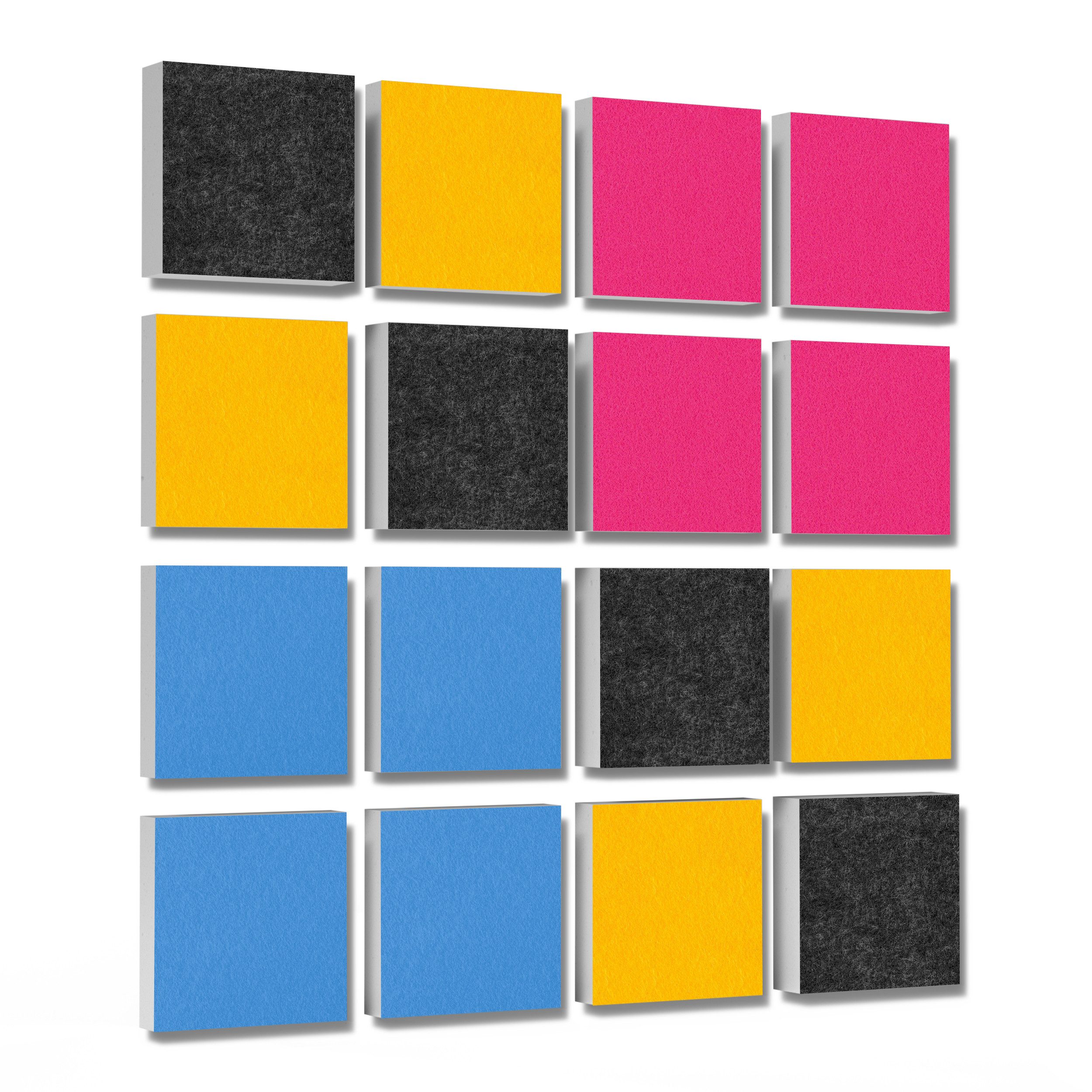 platino24 Akustikplatte 16 Elemente 3D-Set Colore Quadrat 27,5 x 27,5 cm Multicolore