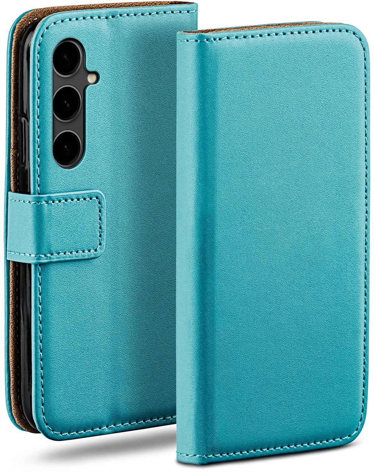 moex Handyhülle für Samsung Galaxy S23 FE Hülle Klappbar Book Case Türkis 6,4 Zoll, Klapphülle Kartenfach Flip Cover Handytasche Leder Optik Schutzhülle