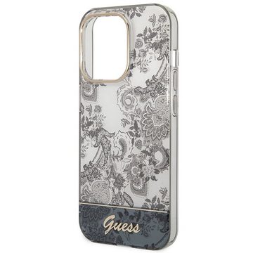 Guess Handyhülle GUESS Schutzhülle für Apple iPhone 14 Pro Cover Etui Hard Case Porcelain Collection Schwarz