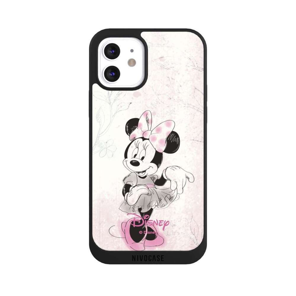 NIVOCASE Handyhülle Minnie Mouse Disney Vintage Minnie Watercolor, Apple iPhone 12 Handyhülle Hülle NIVOpure Case Schwarz