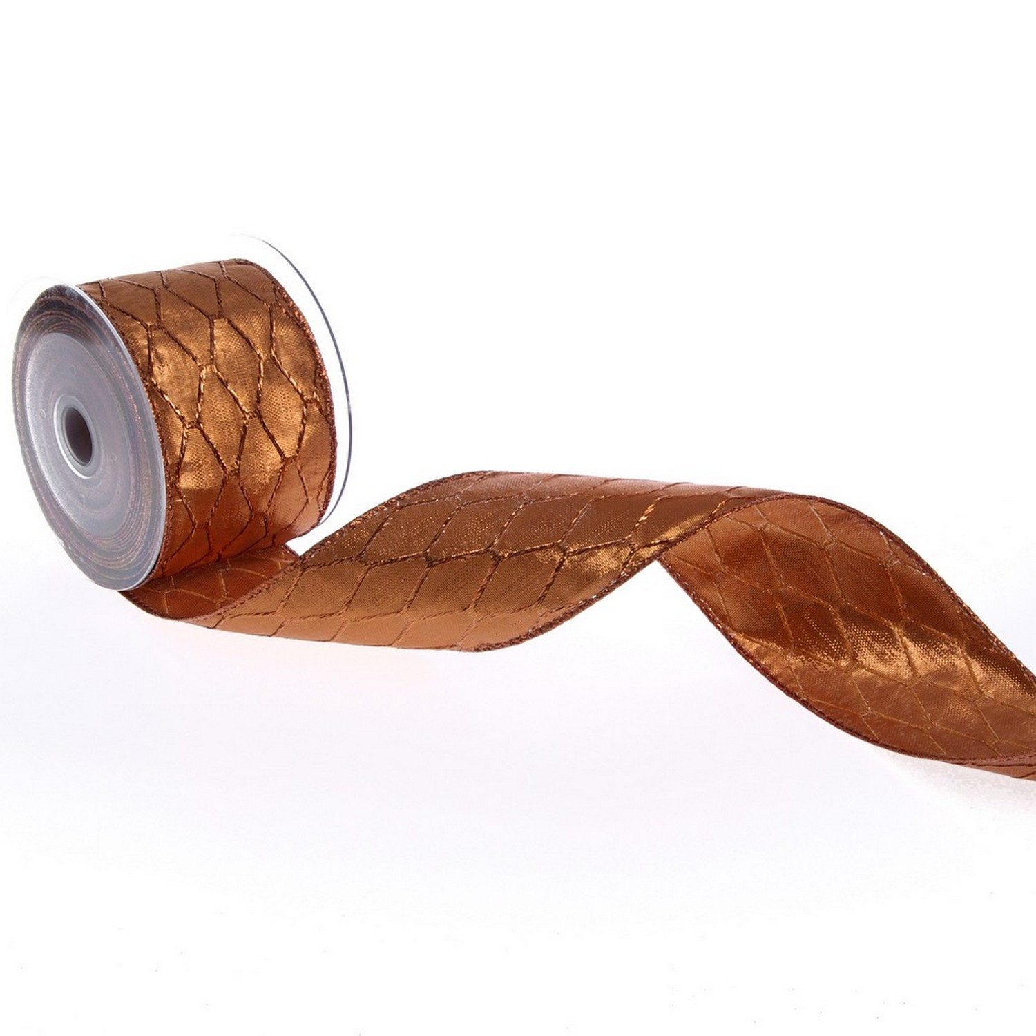 Deko AS Dekoband Lurexband mit Rauten - kupfer - 60mm - 10m - 92160 38