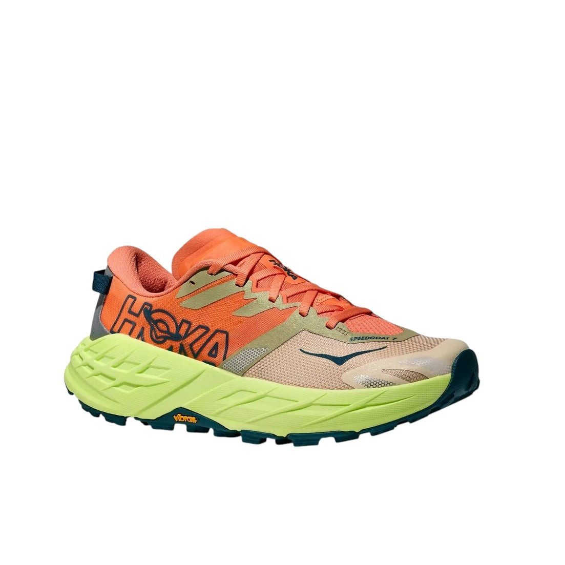 Hoka One One Speedgoat 7 orange/beige/neongrün Damen Laufschuh
