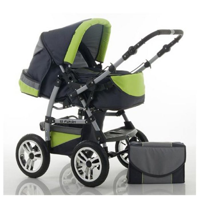 babies-on-wheels Kombi-Kinderwagen Flash 2 in 1 - 14 Teile - von Geburt bis 4 Jahre in 18 Farben