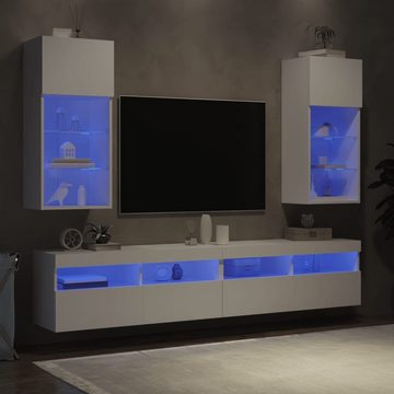 vidaXL TV-Schrank TV-Schränke mit LED-Leuchten 2 Stk Weiß 40,5x30x90 cm
