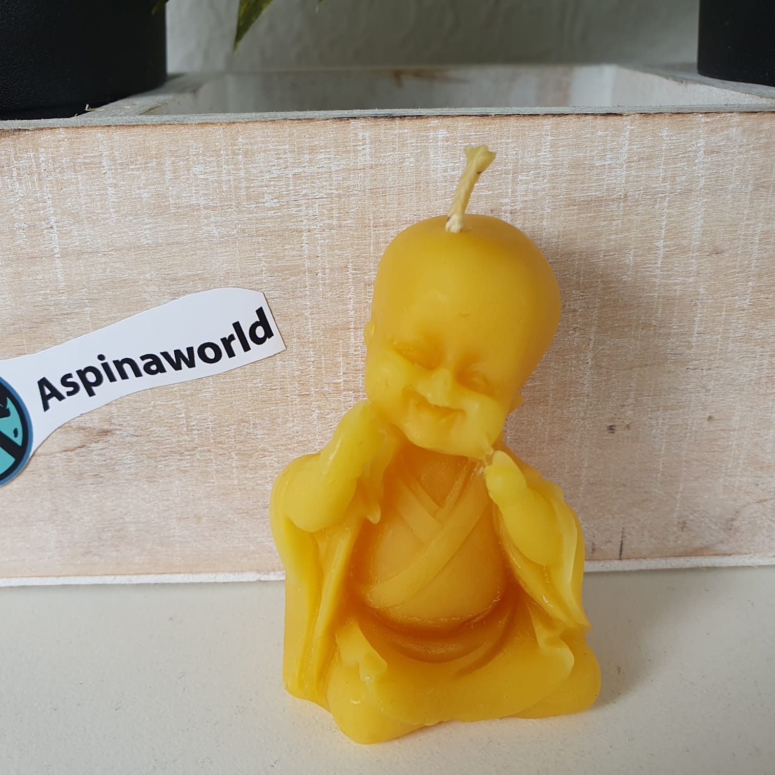 Aspinaworld Formkerze Buddha Kerze 6 cm – Kerze aus Bienenwachs