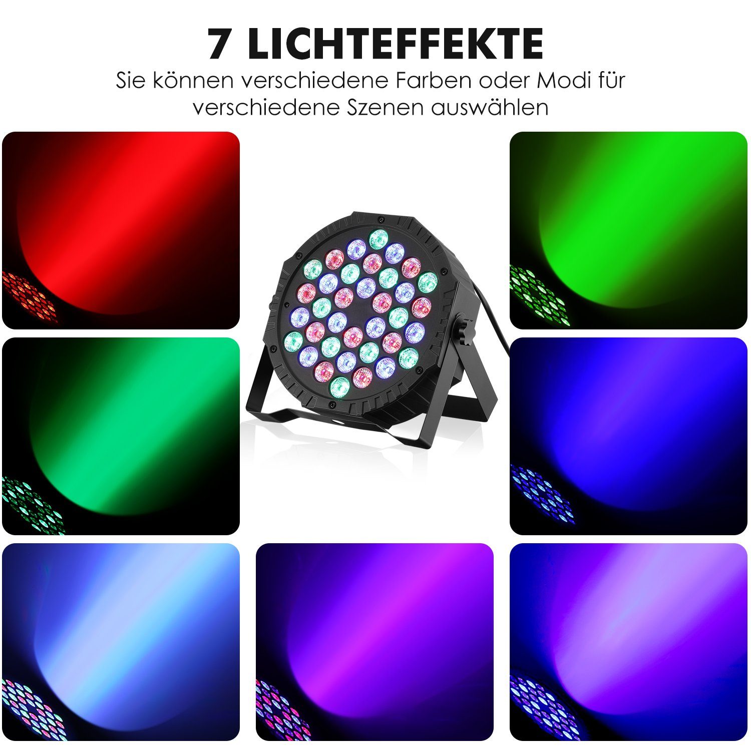 oyajia LED Discolicht 12W 36 LEDs RGB Bühnenlicht DMX PAR Can Licht Club Disco Party DJ Show, LED fest integriert, RGB, Selbstfahrend, Automatisches Stroboskop,Discolicht Scheinwerfer für DJ