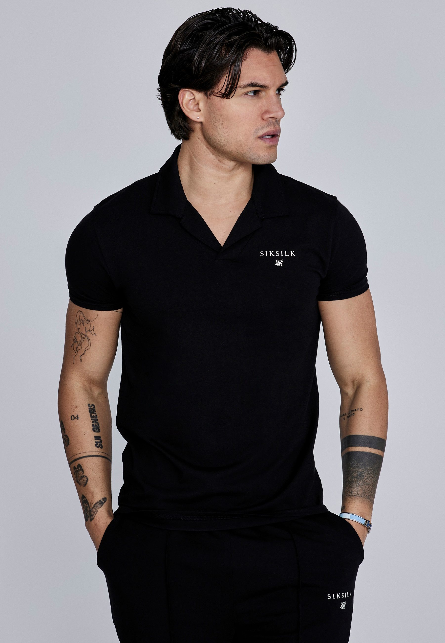 Siksilk Poloshirt SikSilk Herren Schwarzes Polo und Shorts Set günstig online kaufen