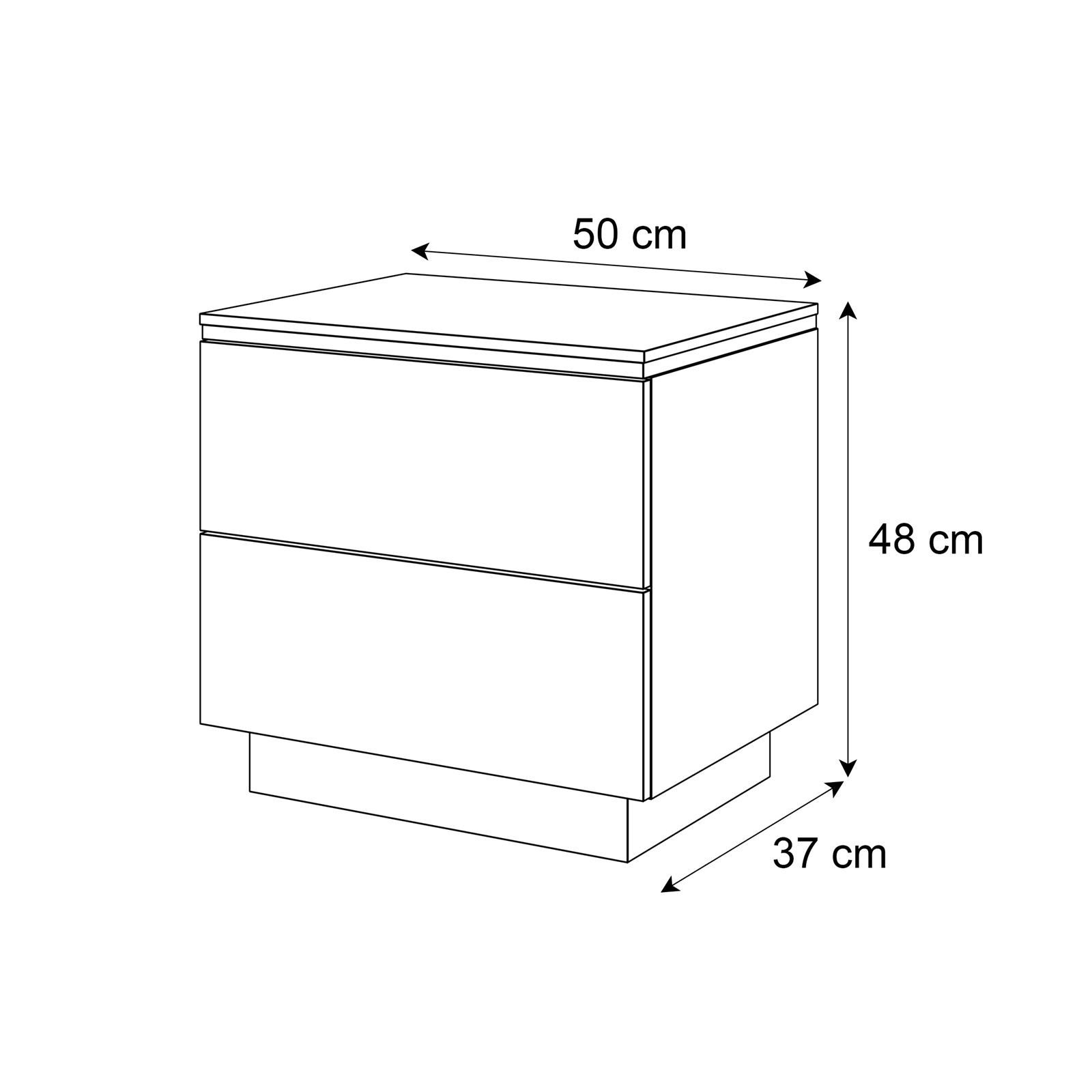 Lookway Nachttisch AURORA II im Weiß Hochglanz mit Beinen und LED-Beleuchtung (1x Nachttisch), Breite: 50 cm