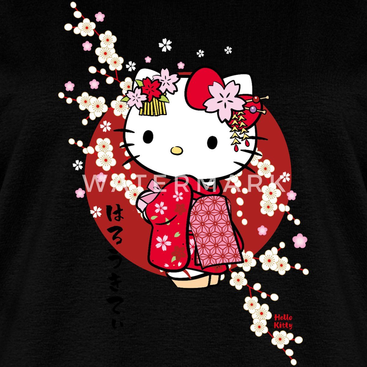 Spreadshirt T-Shirt Hello Kitty Japan Kimono Kirschblüten Frauen Premium T-Shirt (1-tlg) Fällt klein aus. Wir empfehlen, eine Größe größer zu bestellen. – Bild 2 von 5