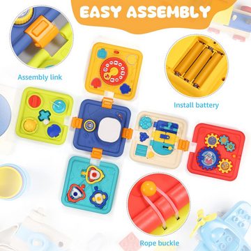 Zeitlosigkeit Lernspielzeug Motorikwürfel Aktivitätswürfel,Montessori Spielzeug Kinderspielzeug, 6 in 1 Baby Spielzeug Motorikspielzeug,Activity Spiel Motorikbrett