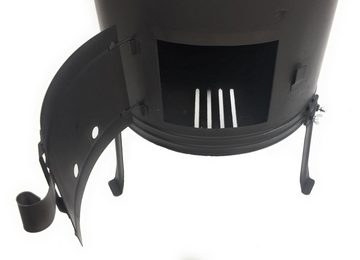 Grillplanet Holzkohlegrill Gulaschkanone mit 30 Liter Gulaschkessel und Deckel, Komplett-Set
