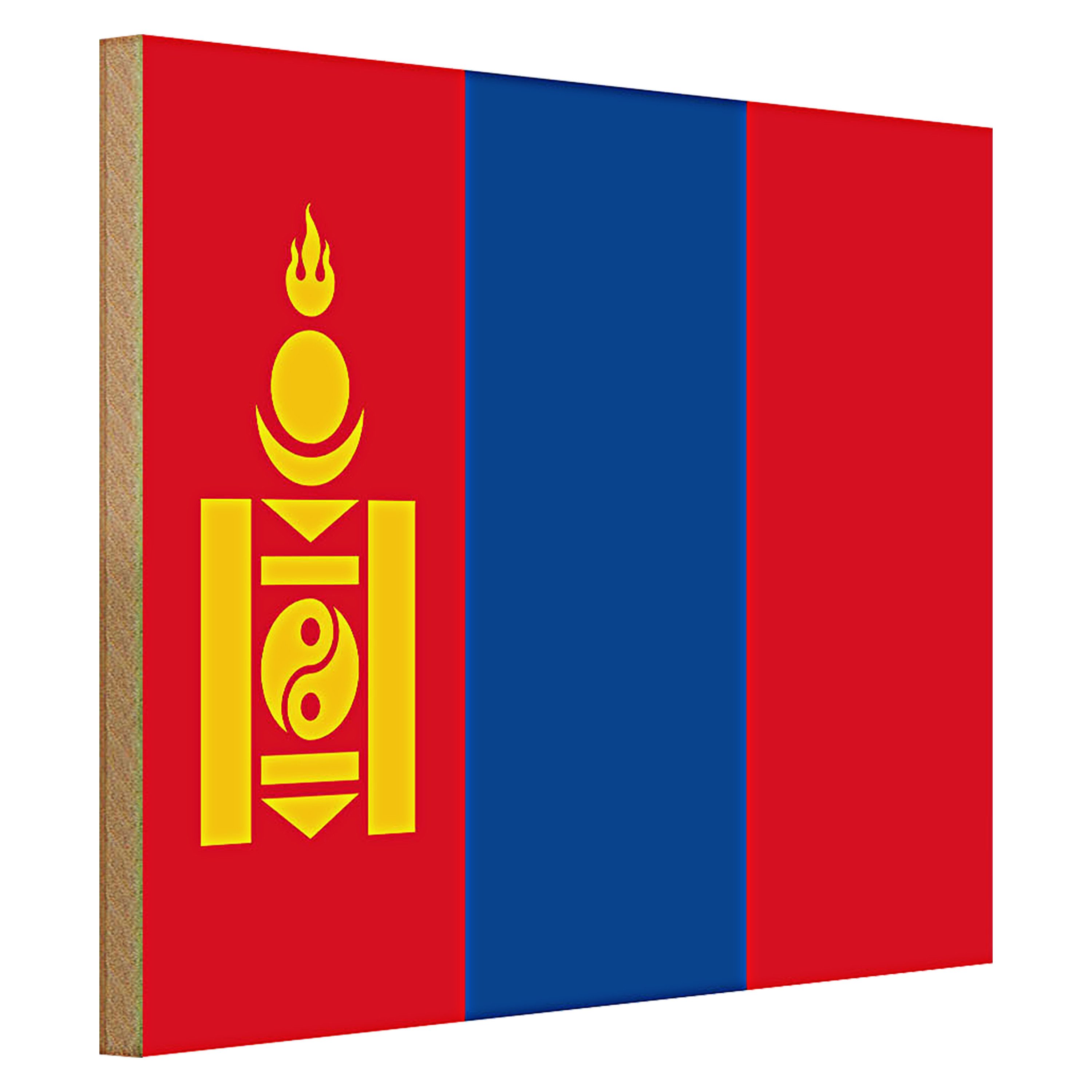 Roomando Holzbild Flagge Mongolei 40x30cm Flag of Mongolia