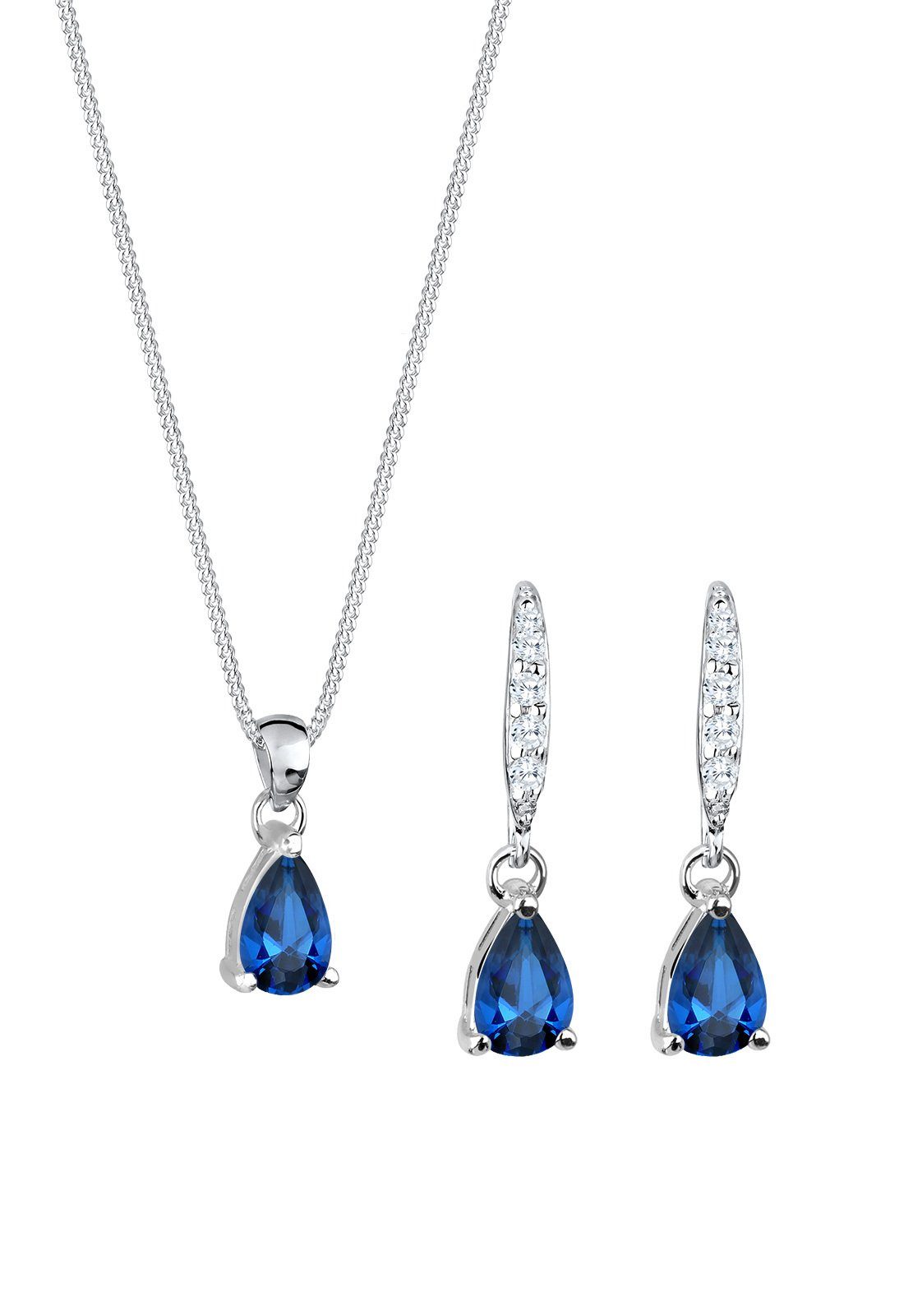 Elli Schmuckset Tropfen Zirkonia Synthetischer Saphir Blau 925 Sterling Sil günstig online kaufen