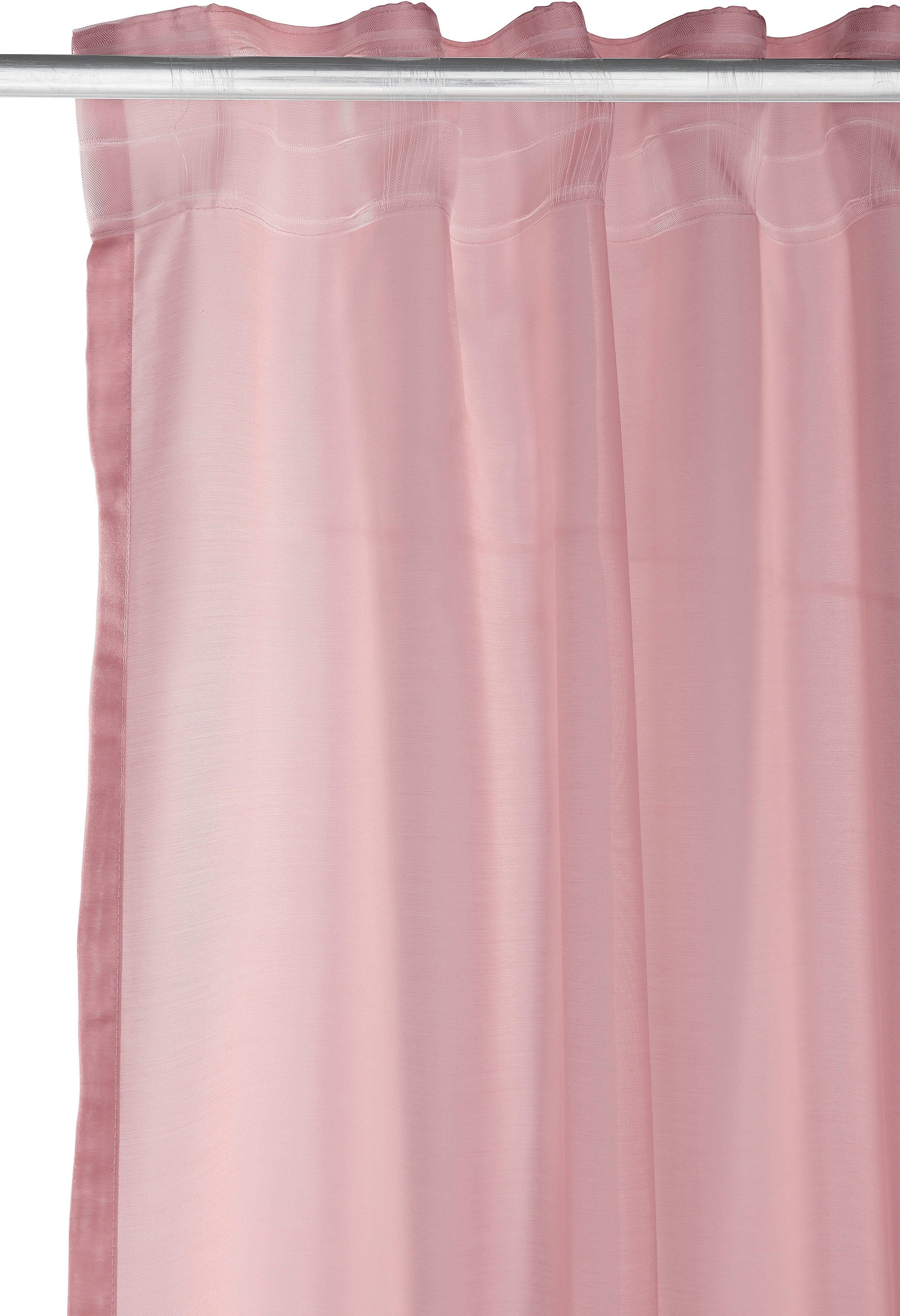 St), rosé verschiedene Batist, Multifunktionsband Größen (1 Leonique, Gardine transparent transparent, Polyester,