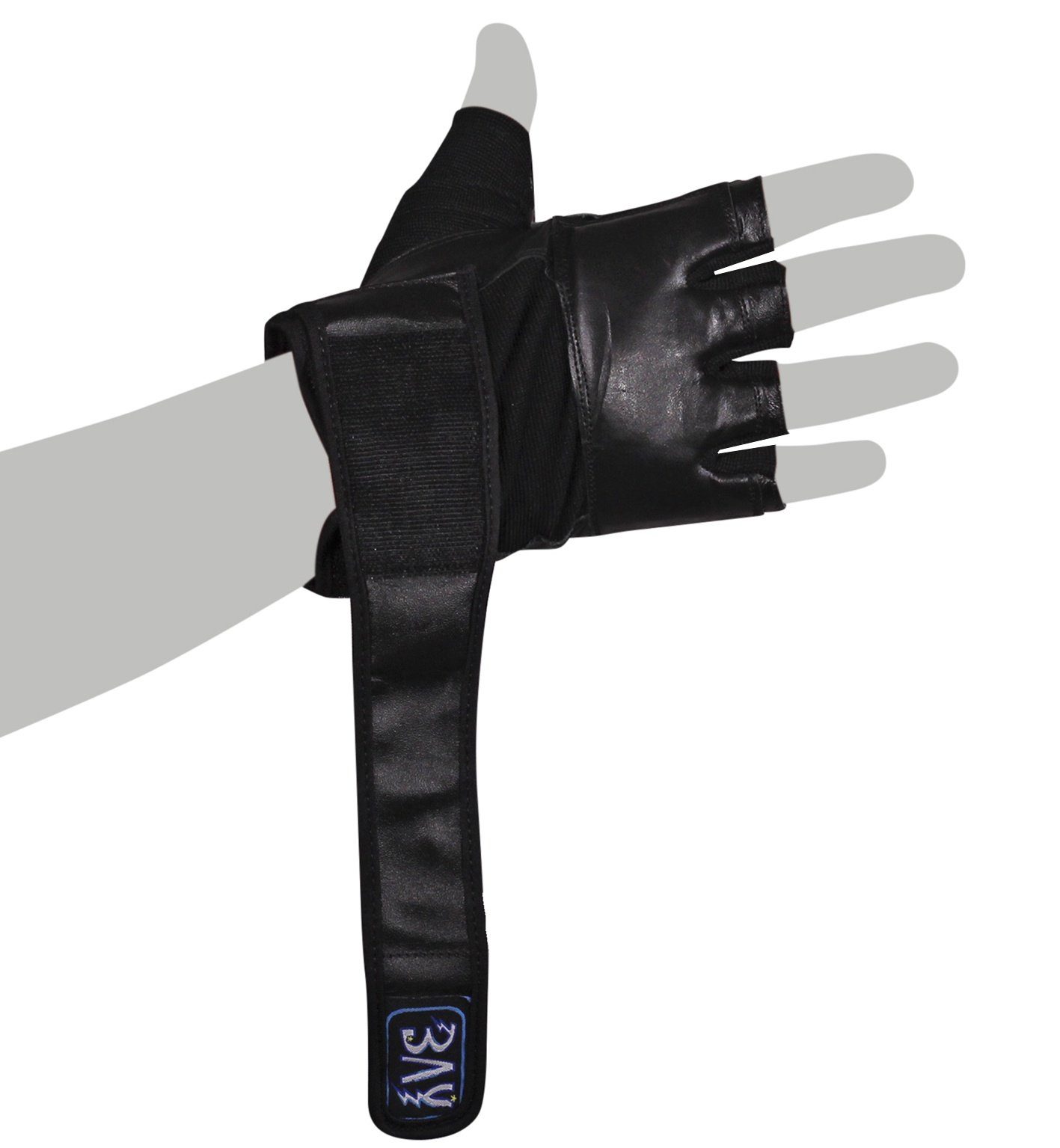 BAY-Sports Sandsackhandschuhe Orbit Boxhandschuhe Sandsack Boxsack Handschutz schwarz, Leder, sehr robust, S - XL