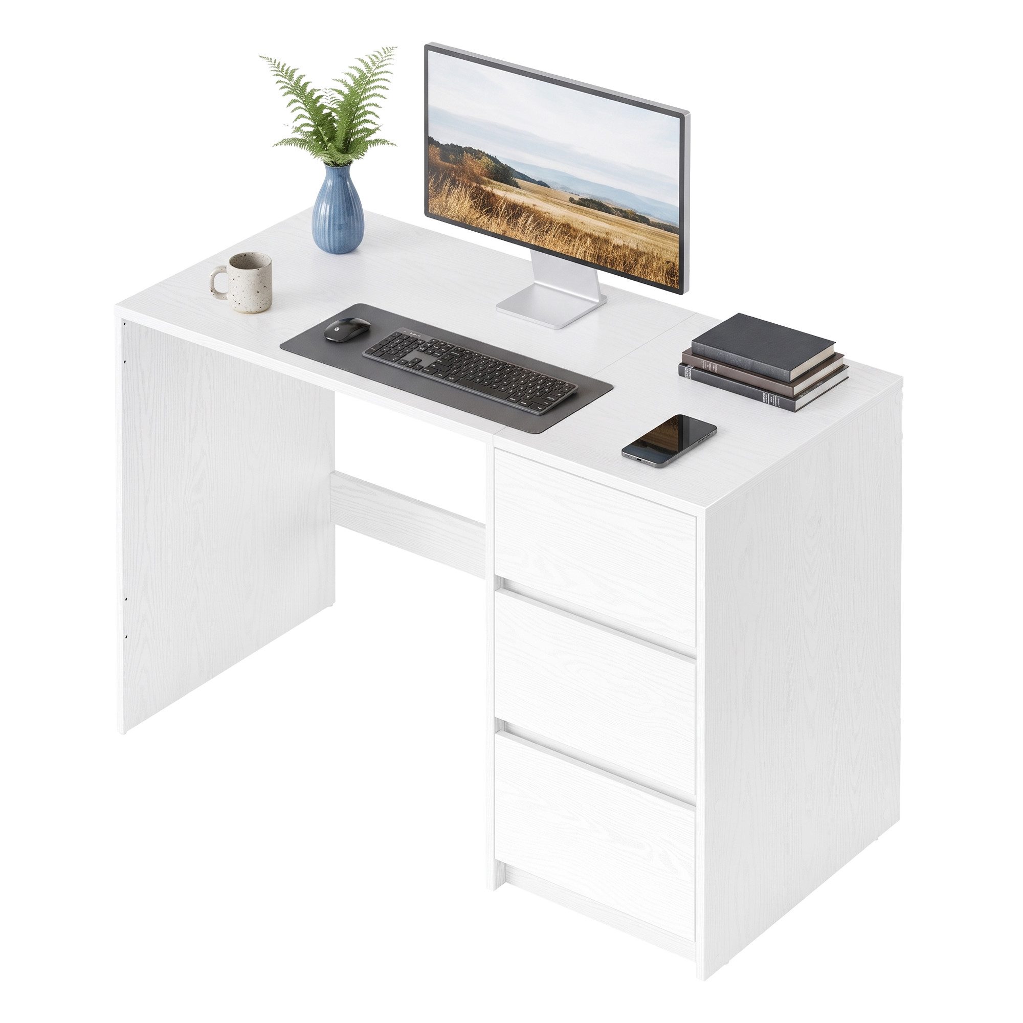 VASAGLE Schreibtisch Computertisch mit Schubladen, 100 x 50 x 72 cm für Büro Werkzeuglose und Flexible Montage von VASAGLE