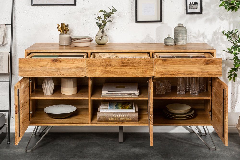 riess-ambiente Sideboard LIVING EDGE 160cm natur, Sideboard · Baumkante · Wildeiche · Kommode · Wohnzimmer