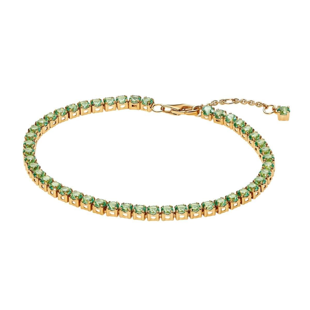 Pandora Tennisarmband 561469C02, für Damen Hellgrün Goldfarben