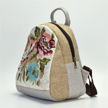Dekorative Minirucksack Mini-Rucksack, Umhängetasche mit feiner Stickerei (1-tlg), Exquisites Stickereimuster, großes Kapazität