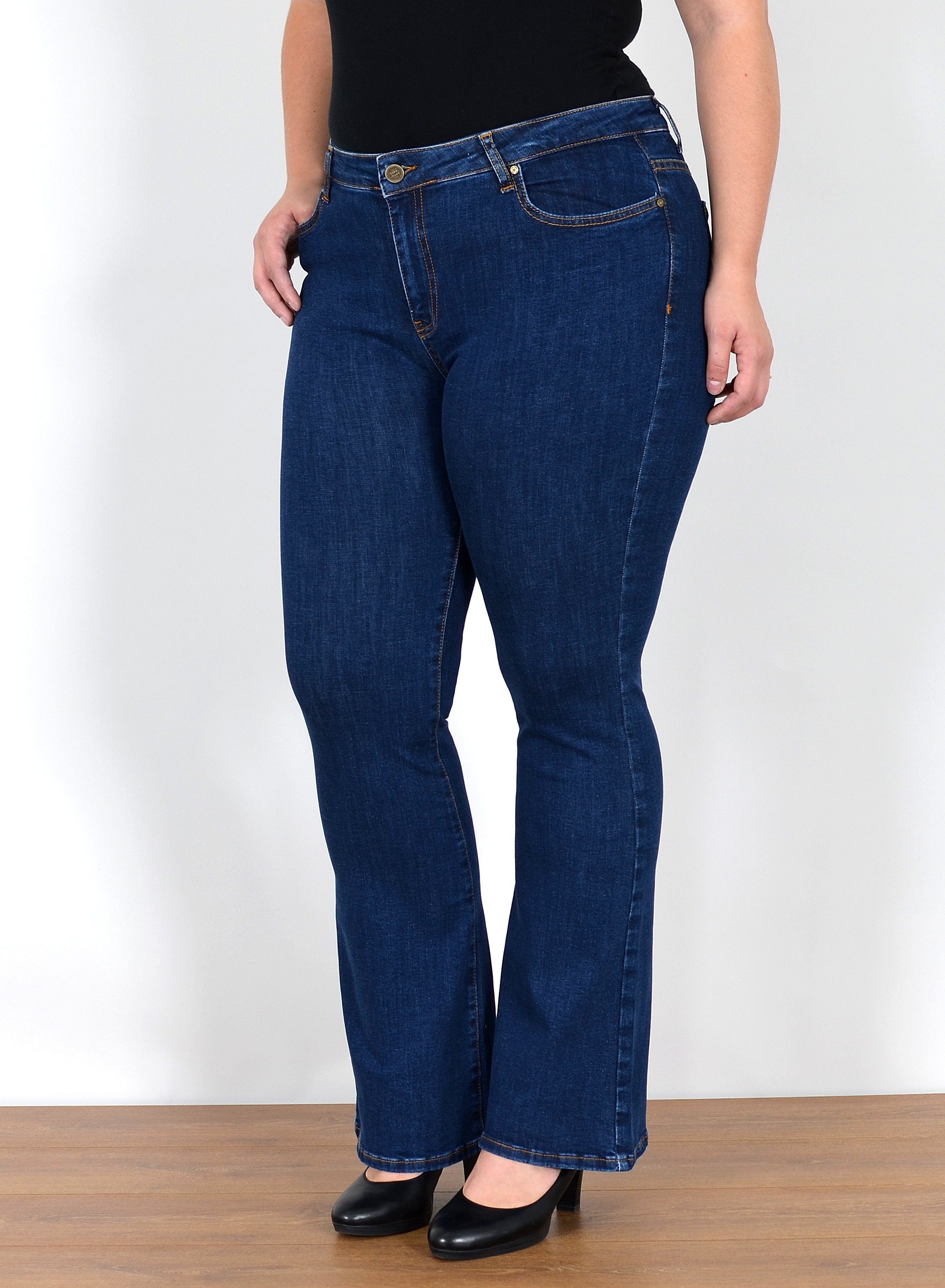 ESRA Bootcut-Jeans Bootcut Jeans Damen High Waist Schlaghose Damen Jeans Fl günstig online kaufen