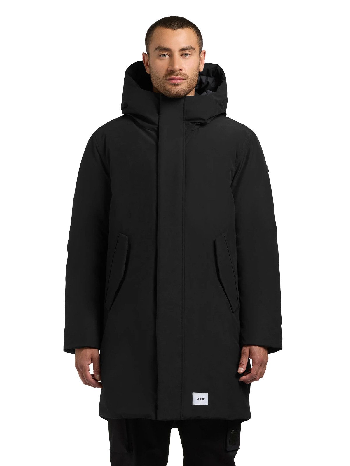 khujo Wintermantel Khujo FOGG 2 Herren Wintermantel, Parka mit Kapuze, Regular Fit (1-tlg) Windschutzblende mit Magnetverschluss