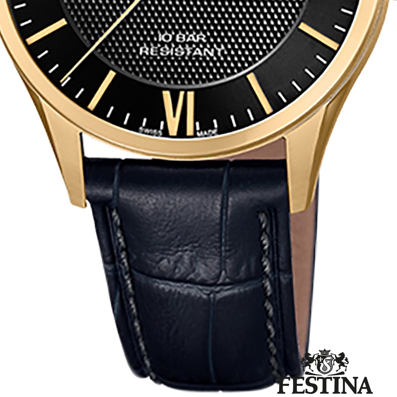 Festina Quarzuhr Festina Herren Uhr F20010/4 Leder, (Analoguhr), Herren Armbanduhr rund, Lederarmband schwarz, Elegant