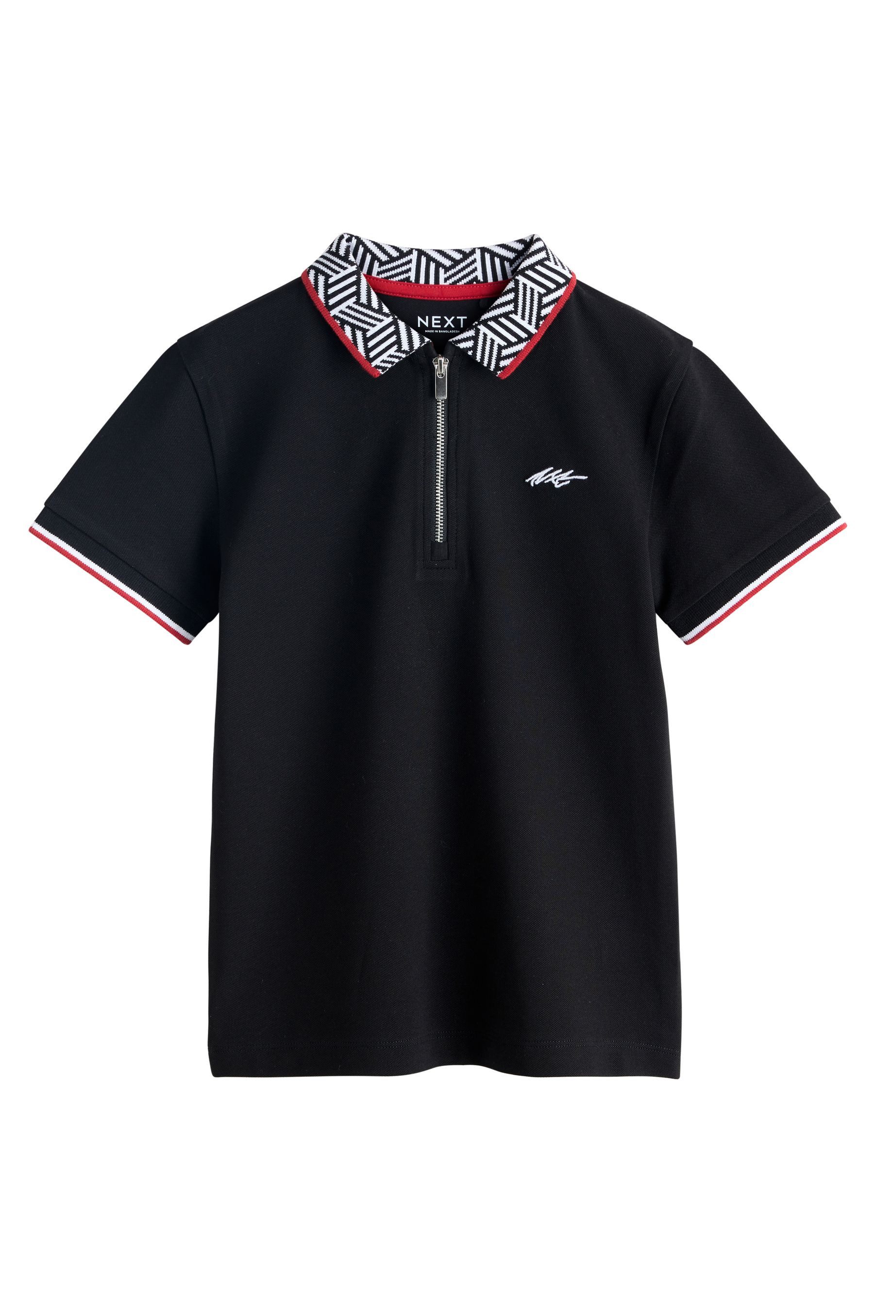Poloshirt Polohemd mit RV-Kragen und Geodesign